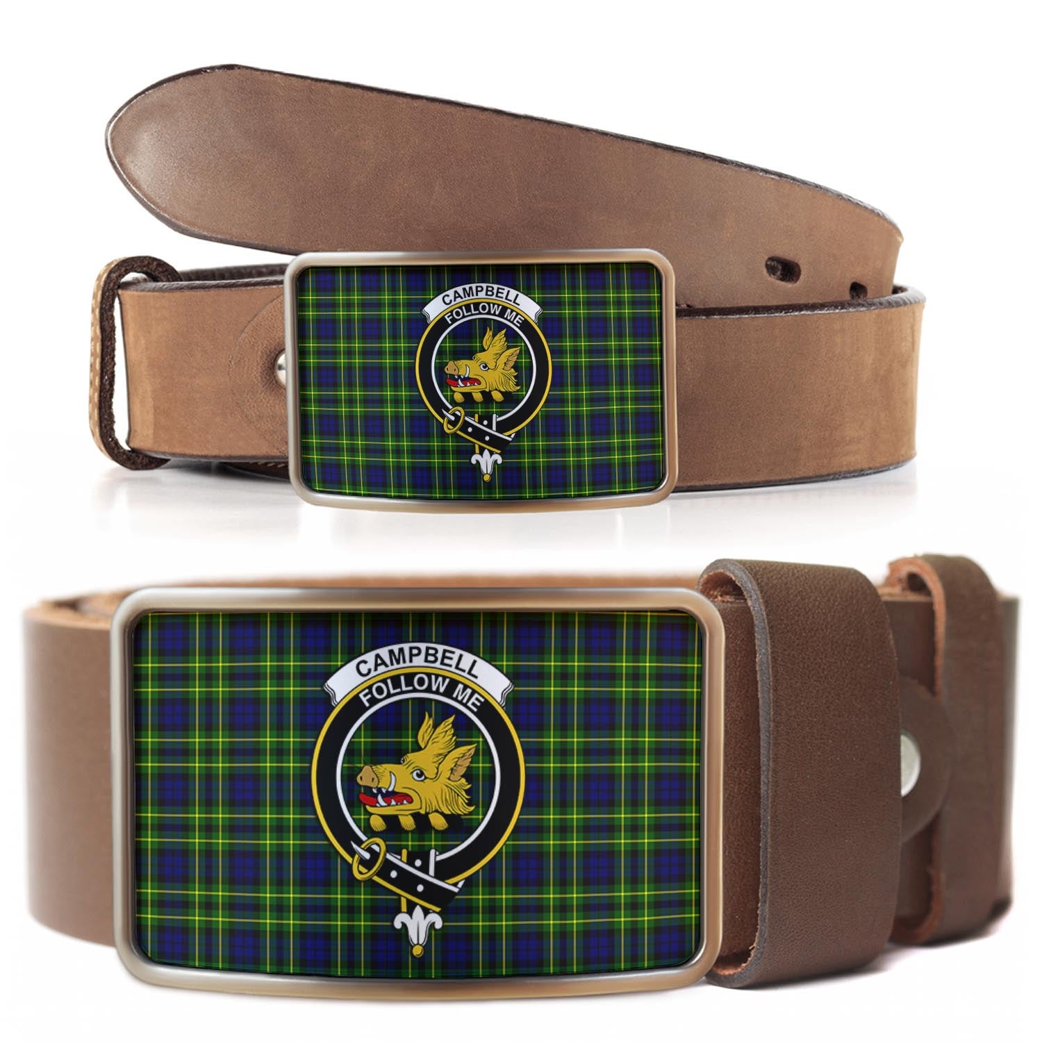 Campbell of Breadalbane Modern Tartan Belt Buckles with Family Crest - Tartan Vibes Clothing