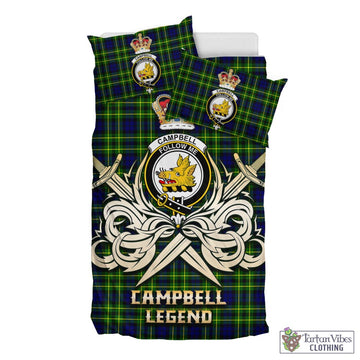 Campbell of Breadalbane Modern Tartan Bedding Set with Clan Crest and the Golden Sword of Courageous Legacy