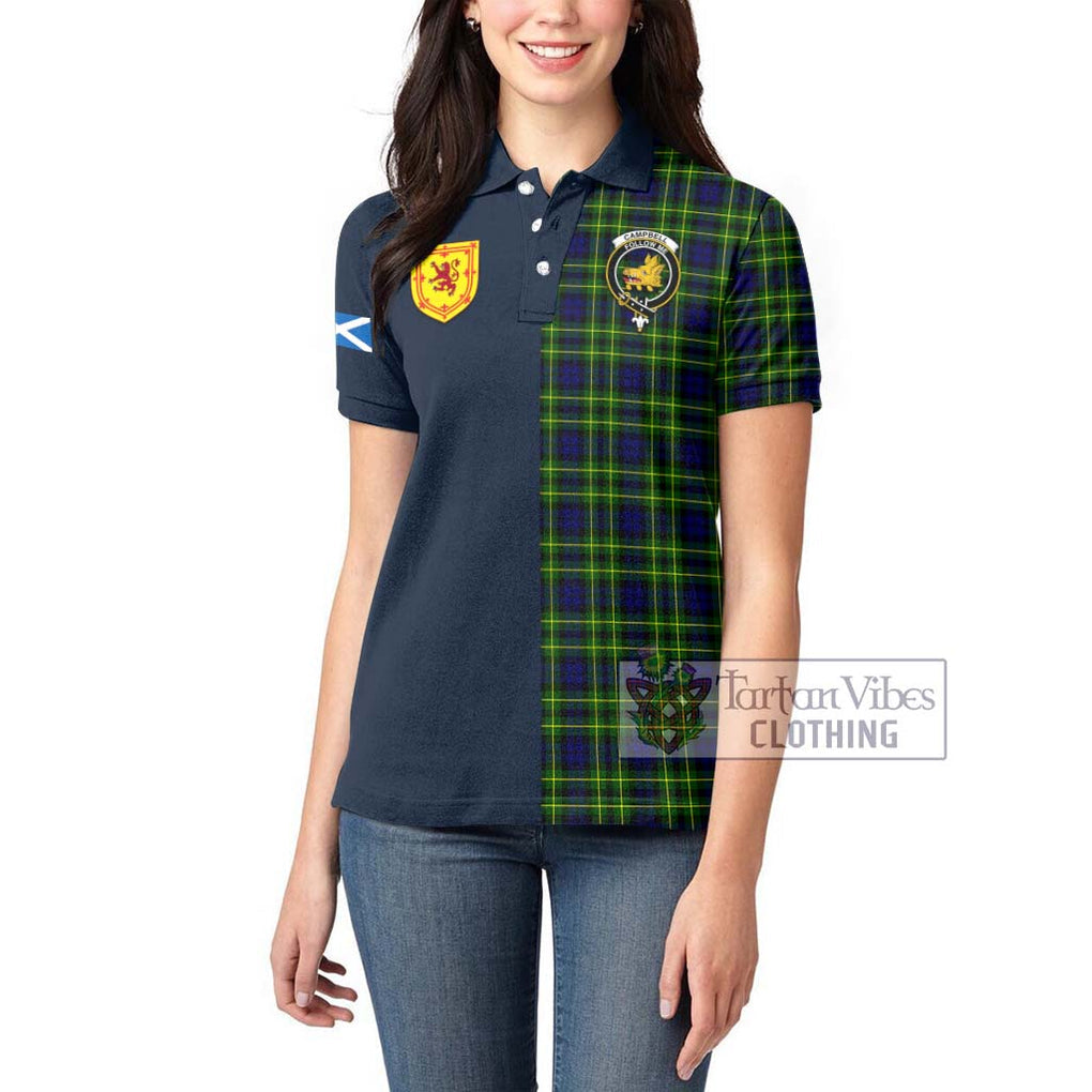 Tartan Vibes Clothing Campbell of Breadalbane Modern Tartan Women's Polo Shirt with Scottish Lion Royal Arm Half Style