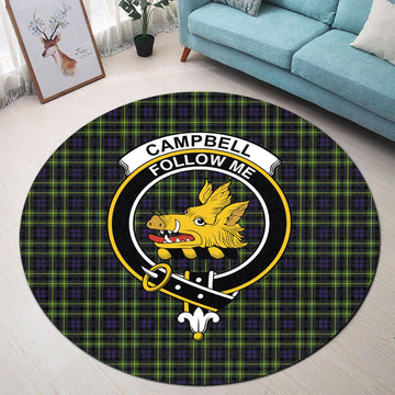 Campbell of Breadalbane Modern Tartan Round Rug with Family Crest