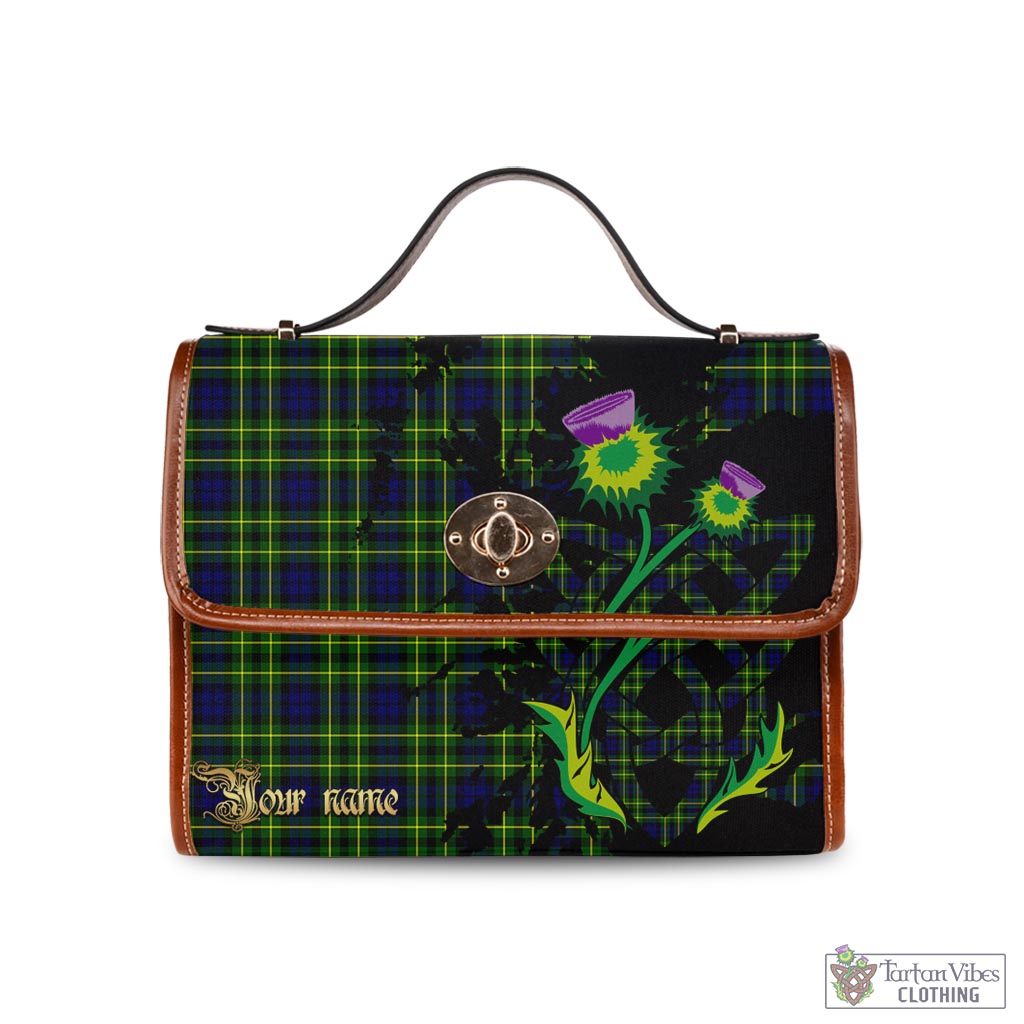 Tartan Vibes Clothing Campbell of Breadalbane Modern Tartan Waterproof Canvas Bag with Scotland Map and Thistle Celtic Accents