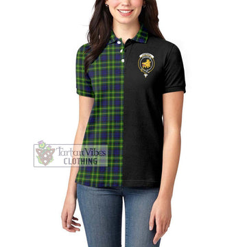 Campbell of Breadalbane Modern Tartan Women's Polo Shirt with Family Crest and Half Of Me Style