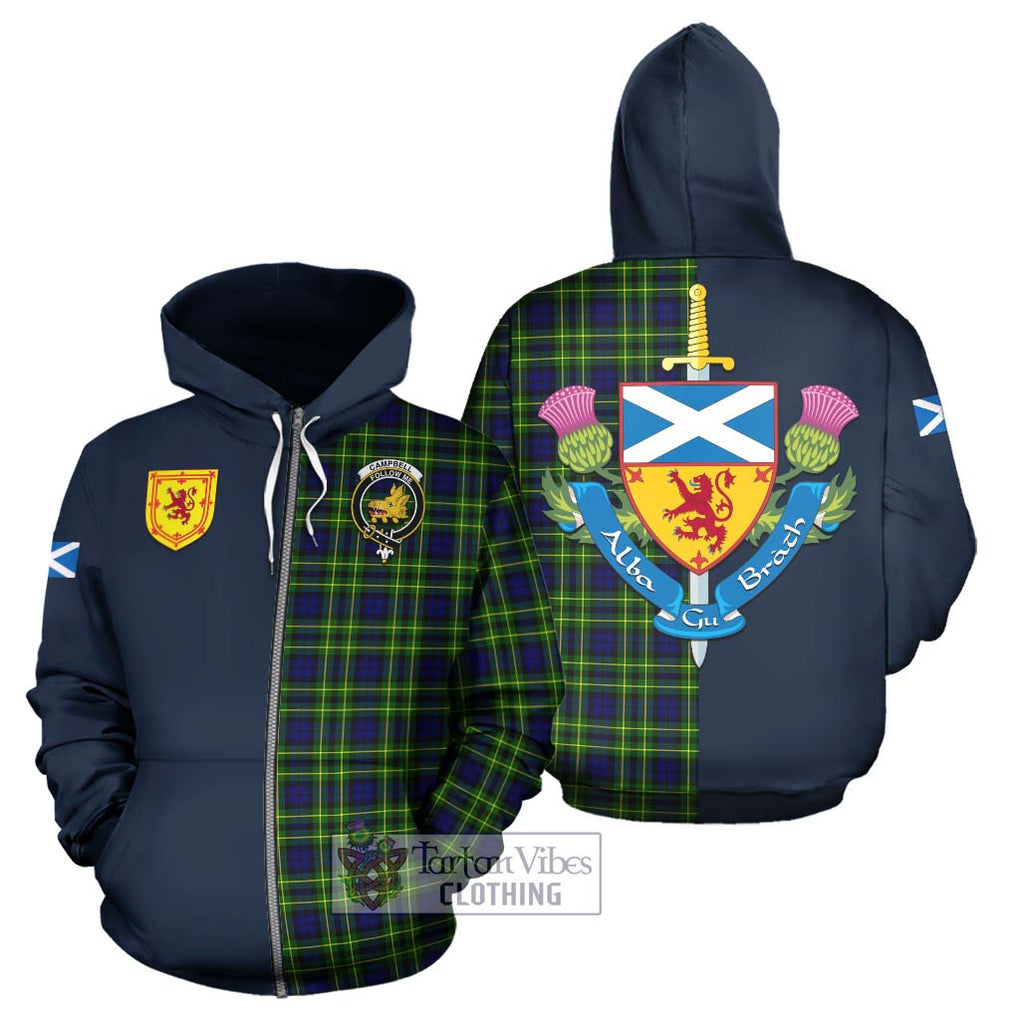 Tartan Vibes Clothing Campbell of Breadalbane Modern Tartan Hoodie with Scottish Lion Royal Arm Half Style