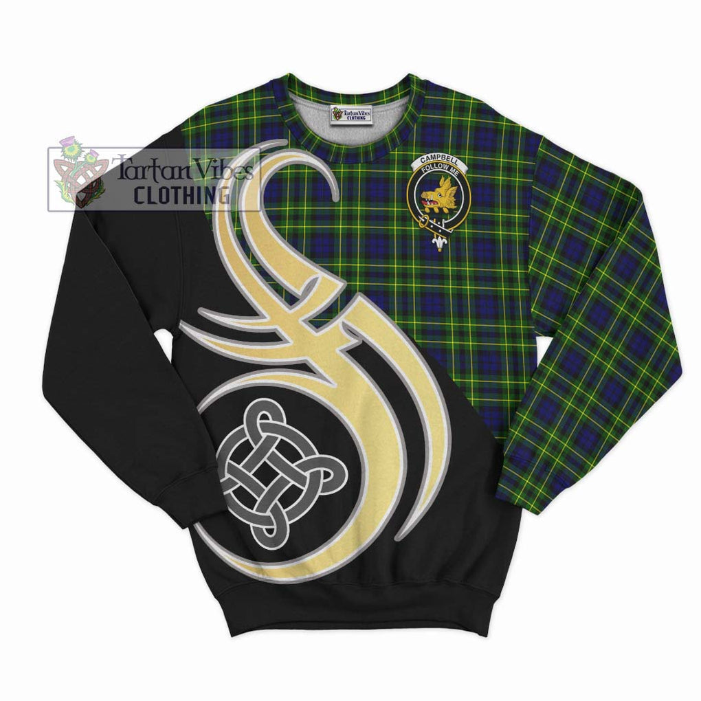 Campbell of Breadalbane Modern Tartan Sweatshirt with Family Crest and Celtic Symbol Style - Tartan Vibes Clothing