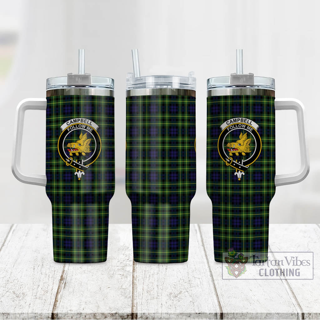 Tartan Vibes Clothing Campbell of Breadalbane Modern Tartan and Family Crest Tumbler with Handle