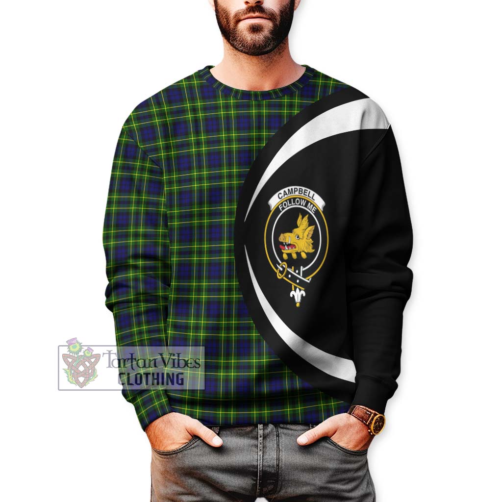 Campbell of Breadalbane Modern Tartan Sweatshirt with Family Crest Circle Style - Tartan Vibes Clothing