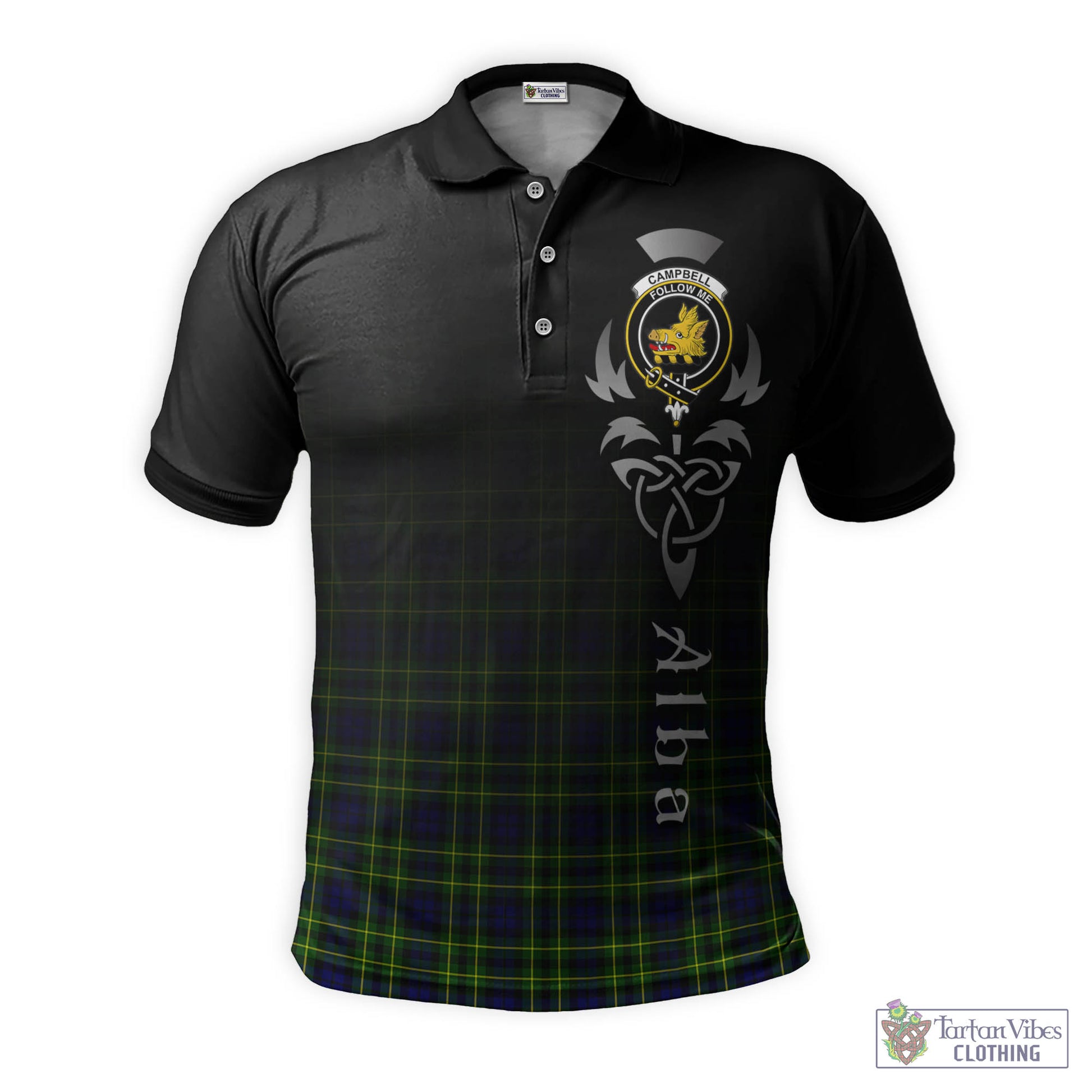 Tartan Vibes Clothing Campbell of Breadalbane Modern Tartan Polo Shirt Featuring Alba Gu Brath Family Crest Celtic Inspired