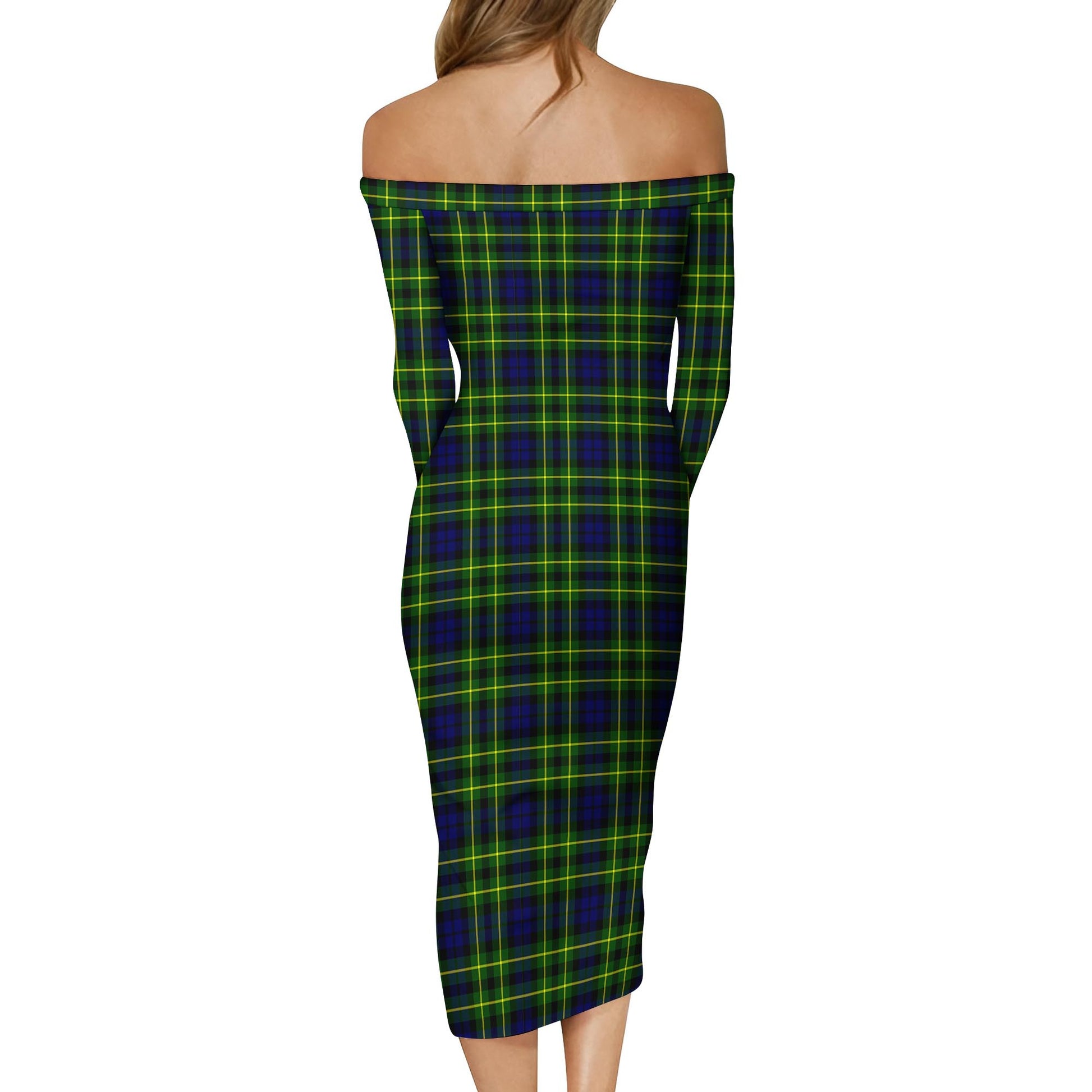 Campbell of Breadalbane Modern Tartan Off Shoulder Lady Dress - Tartanvibesclothing