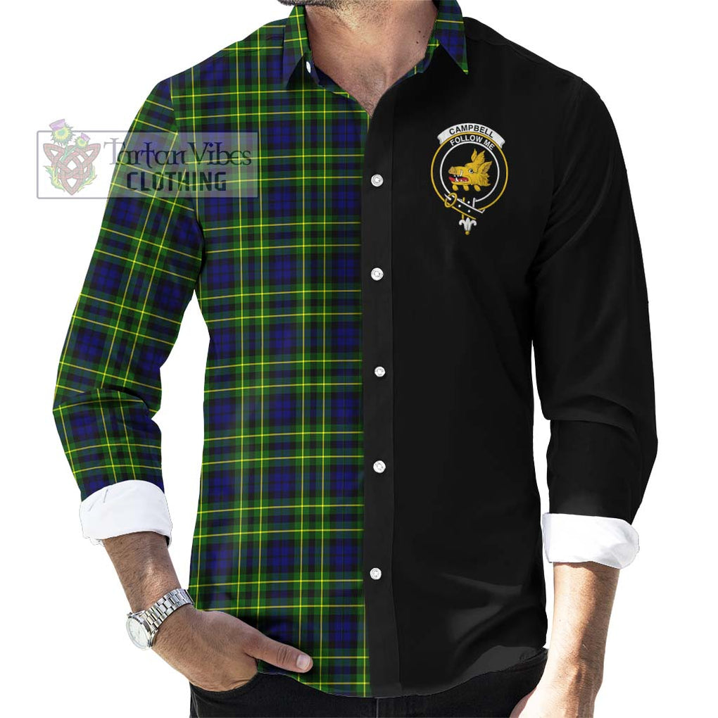 Campbell of Breadalbane Modern Tartan Long Sleeve Button Shirt with Family Crest and Half Of Me Style - Tartanvibesclothing Shop