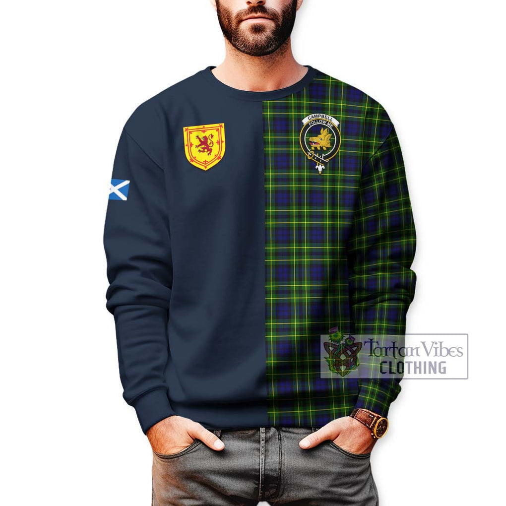 Tartan Vibes Clothing Campbell of Breadalbane Modern Tartan Sweatshirt with Scottish Lion Royal Arm Half Style