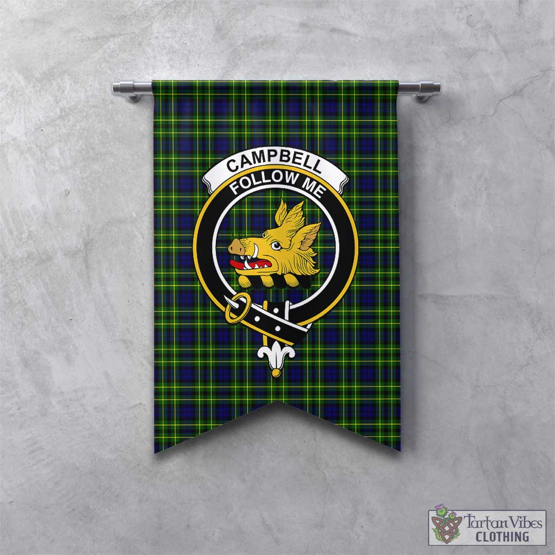 Tartan Vibes Clothing Campbell of Breadalbane Modern Tartan Gonfalon, Tartan Banner with Family Crest