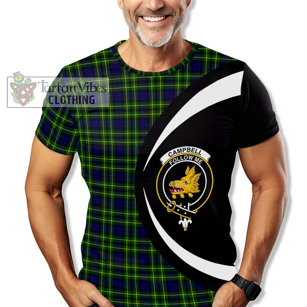 Tartan Vibes Clothing Campbell of Breadalbane Modern Tartan T-Shirt with Family Crest Circle Style