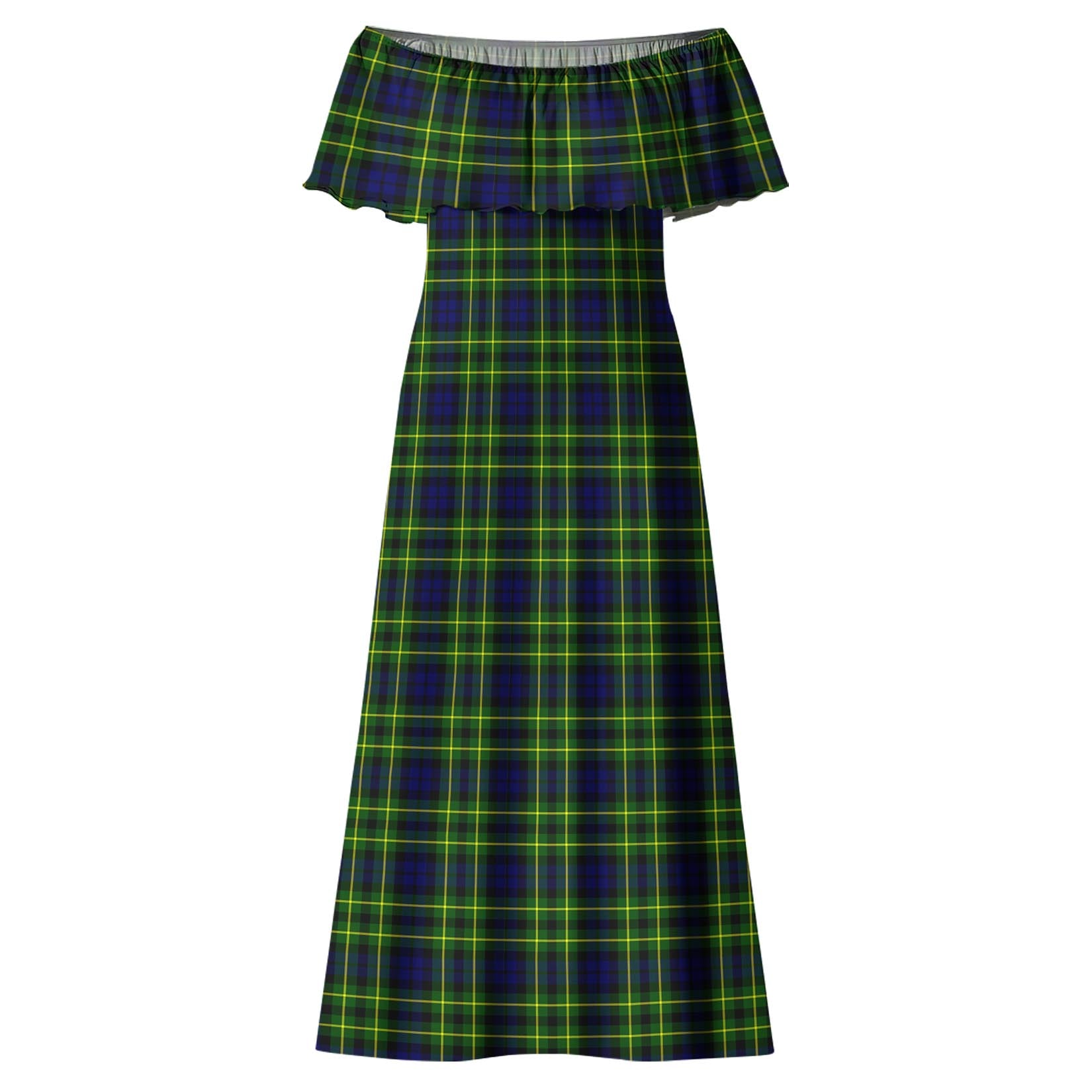 Campbell of Breadalbane Modern Tartan Off Shoulder Long Dress - Tartanvibesclothing