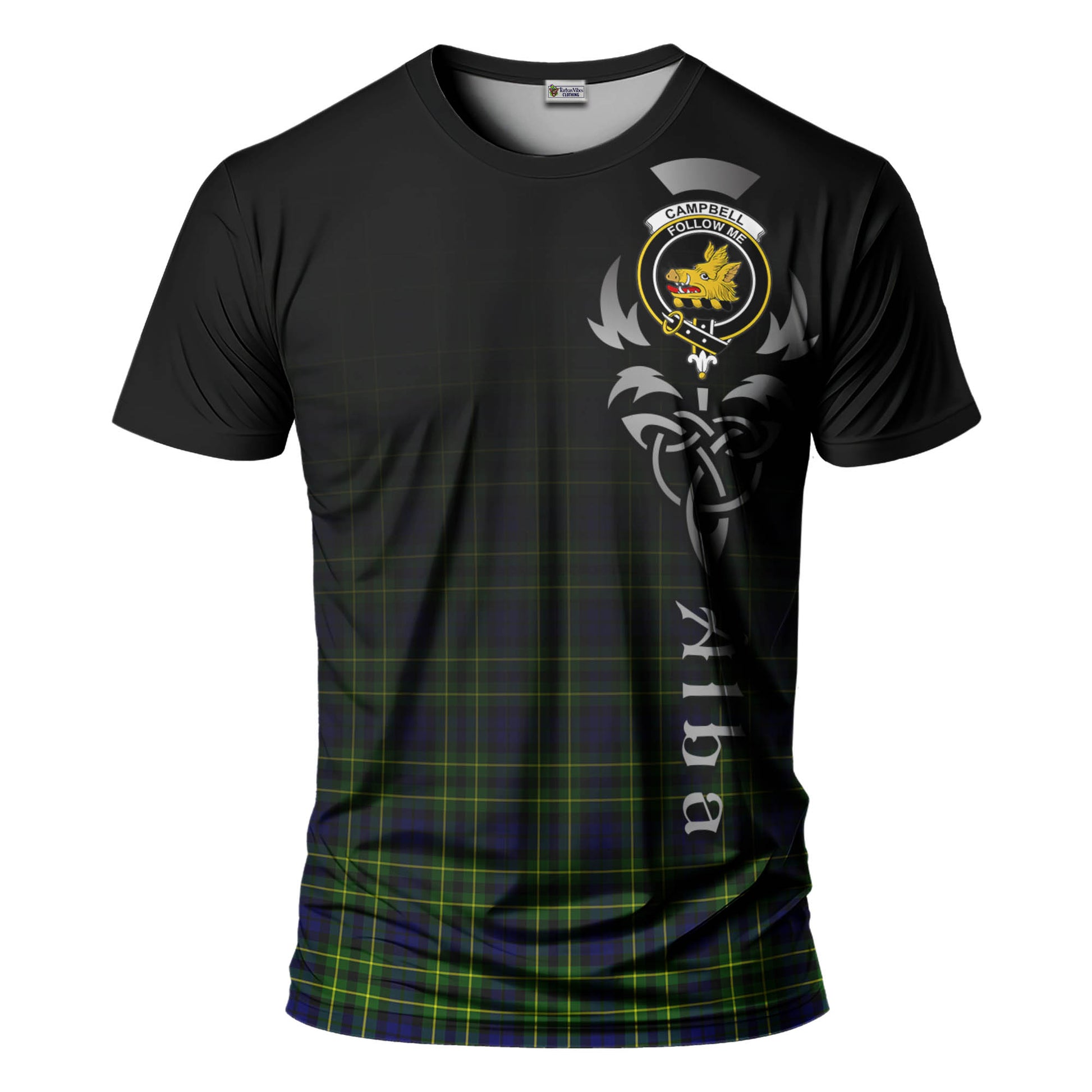 Tartan Vibes Clothing Campbell of Breadalbane Modern Tartan T-Shirt Featuring Alba Gu Brath Family Crest Celtic Inspired