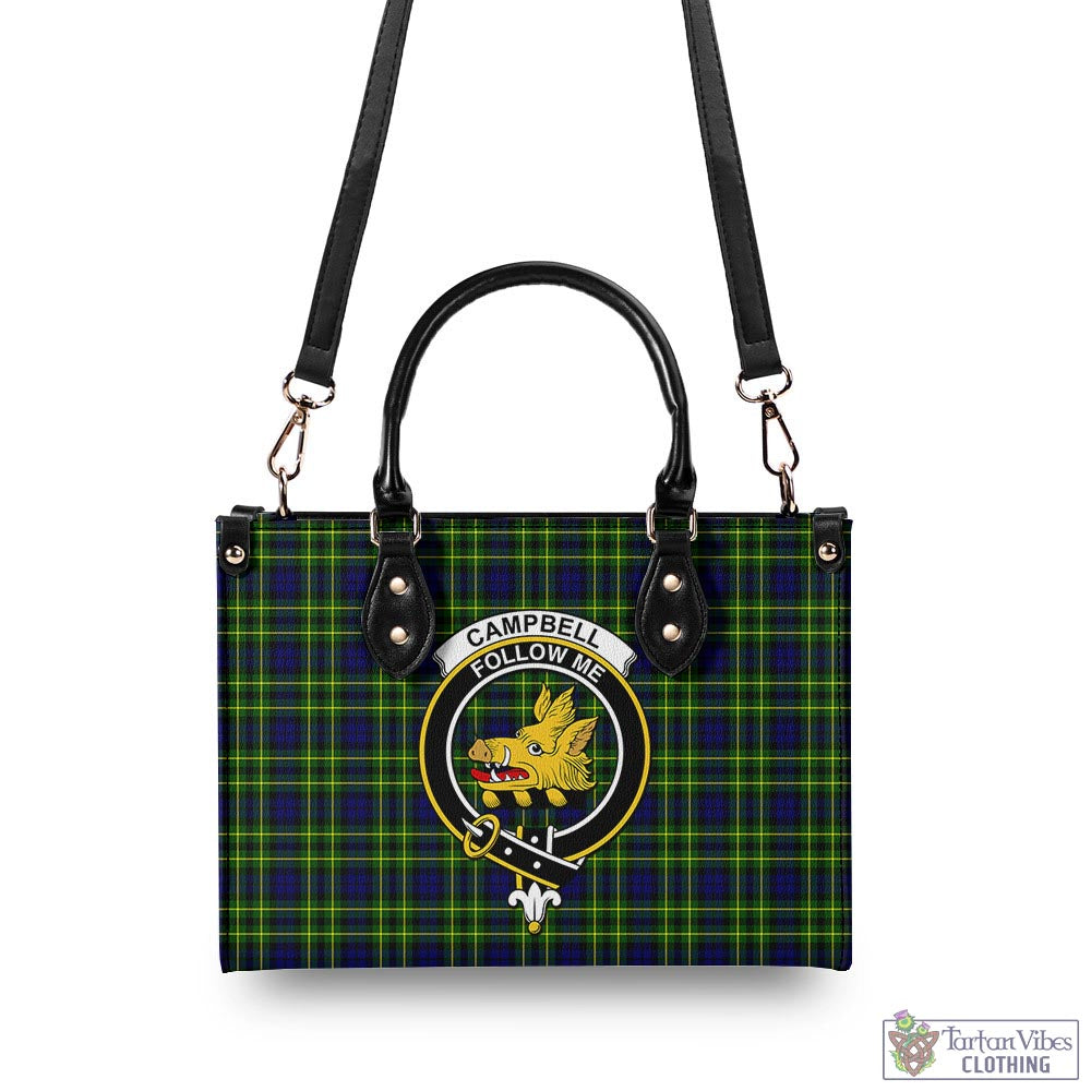 Tartan Vibes Clothing Campbell of Breadalbane Modern Tartan Luxury Leather Handbags with Family Crest