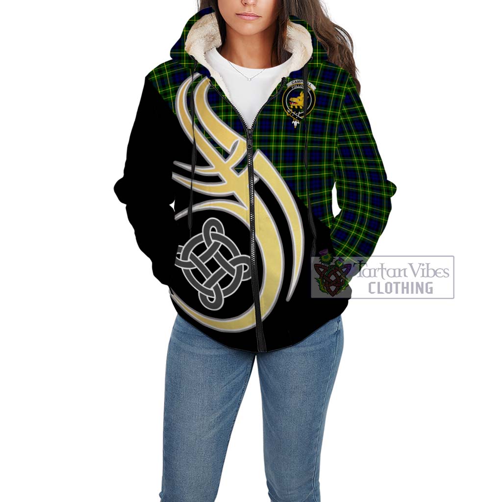 Campbell of Breadalbane Modern Tartan Sherpa Hoodie with Family Crest and Celtic Symbol Style Unisex - Tartan Vibes Clothing