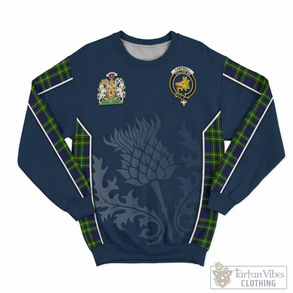 Tartan Vibes Clothing Campbell of Breadalbane Modern Tartan Sweatshirt with Family Crest and Scottish Thistle Vibes Sport Style