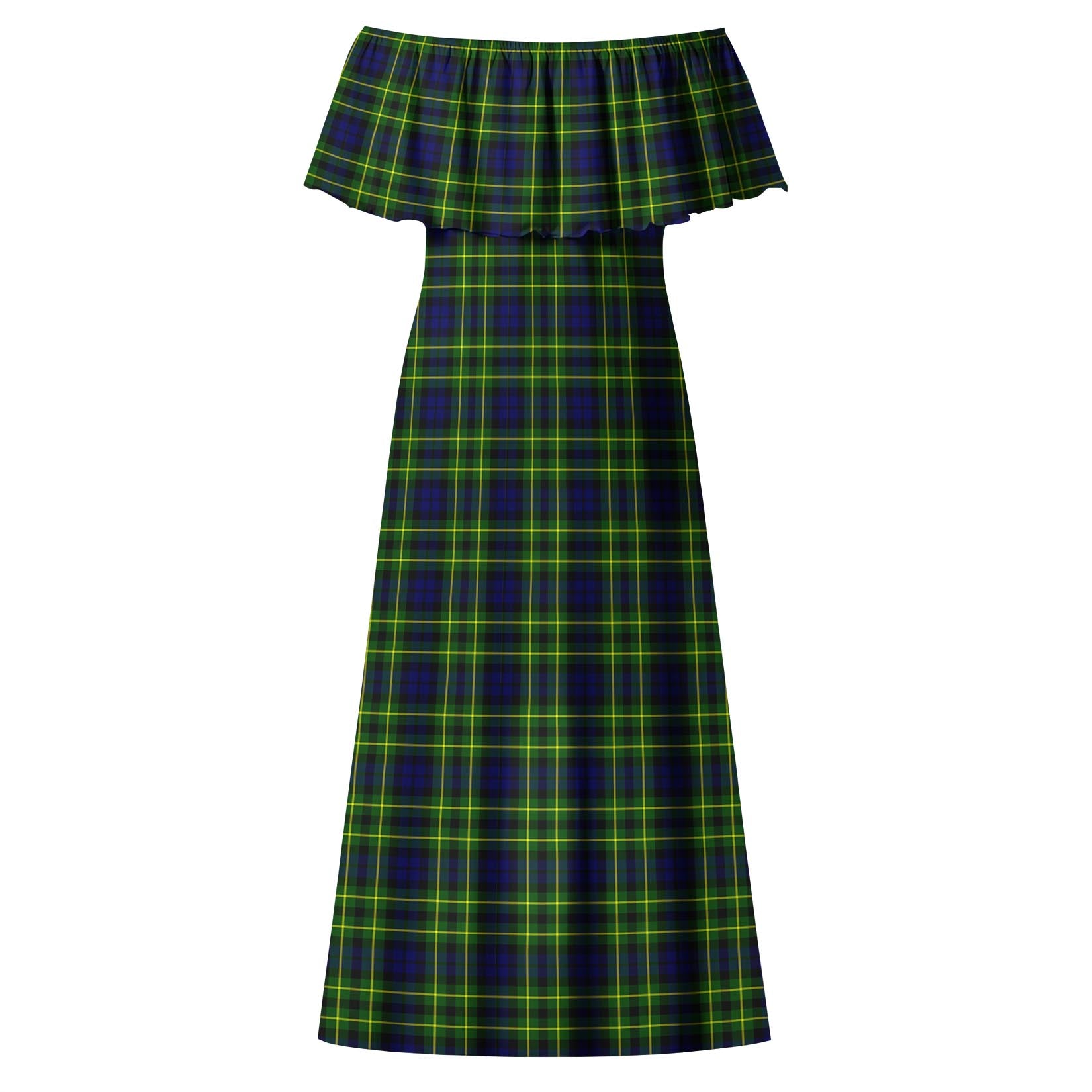 Campbell of Breadalbane Modern Tartan Off Shoulder Long Dress - Tartanvibesclothing