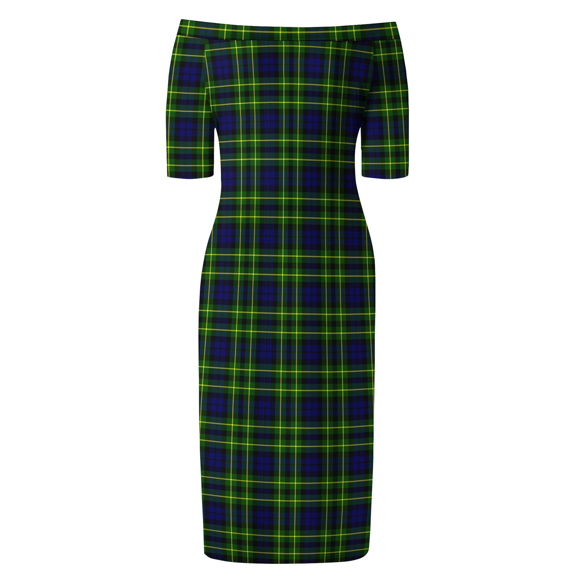 Campbell of Breadalbane Modern Tartan Off Shoulder Lady Dress - Tartanvibesclothing