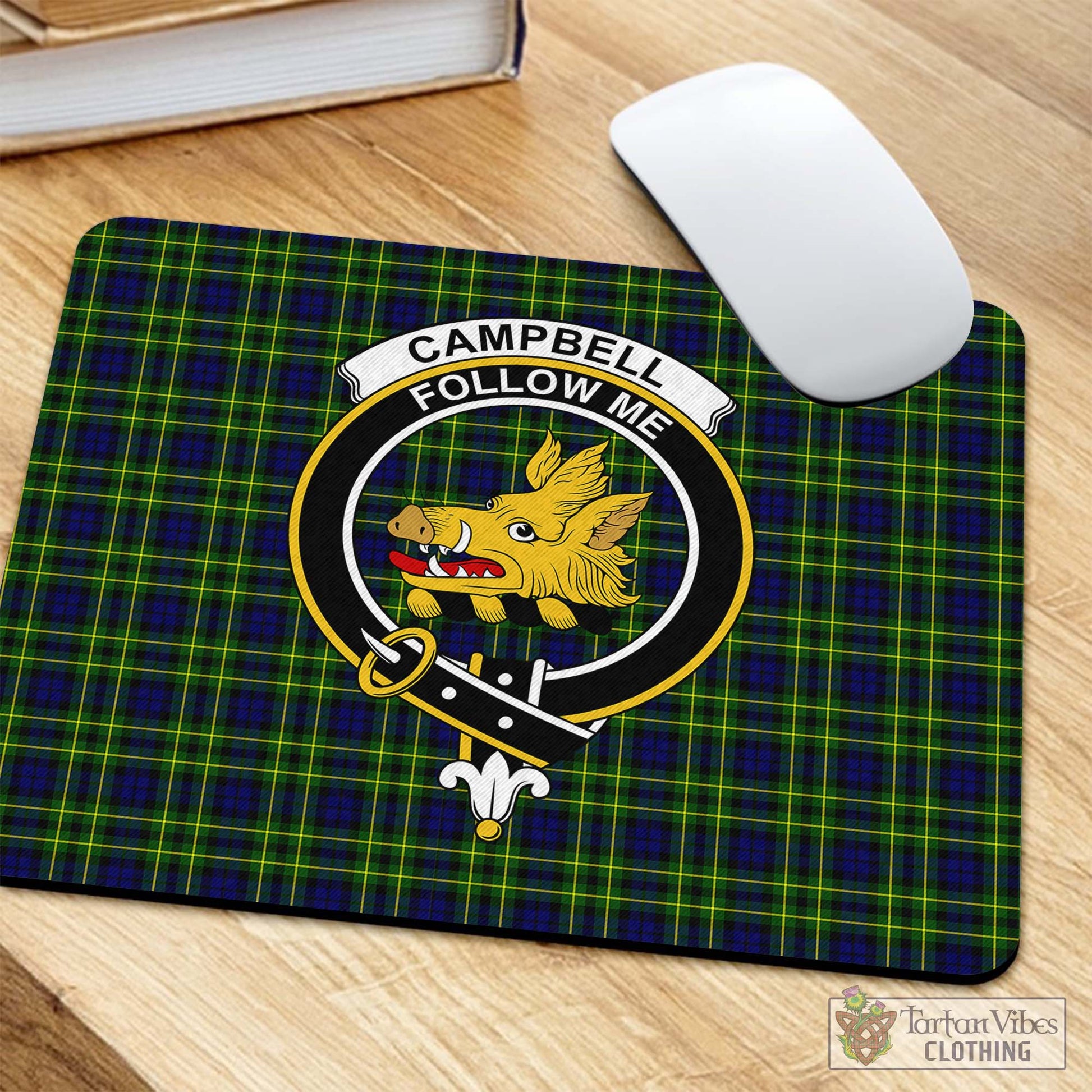 Tartan Vibes Clothing Campbell of Breadalbane Modern Tartan Mouse Pad with Family Crest