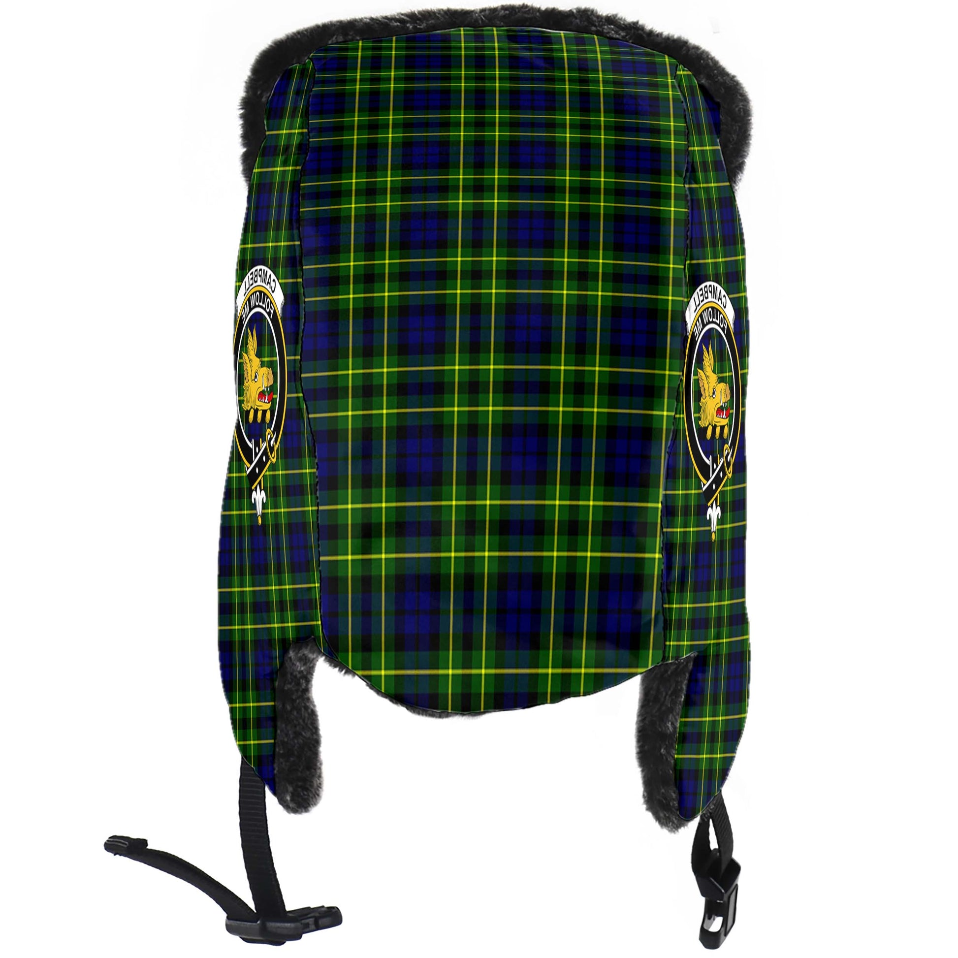 Campbell of Breadalbane Modern Tartan Winter Trapper Hat with Family Crest - Tartanvibesclothing