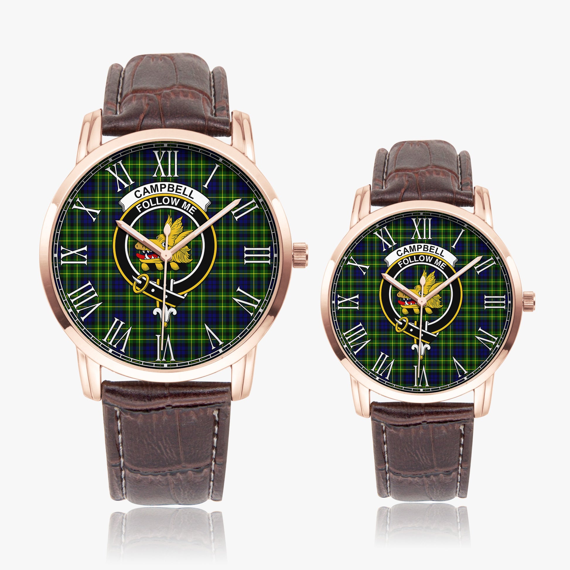 Campbell of Breadalbane Modern Tartan Family Crest Leather Strap Quartz Watch - Tartanvibesclothing