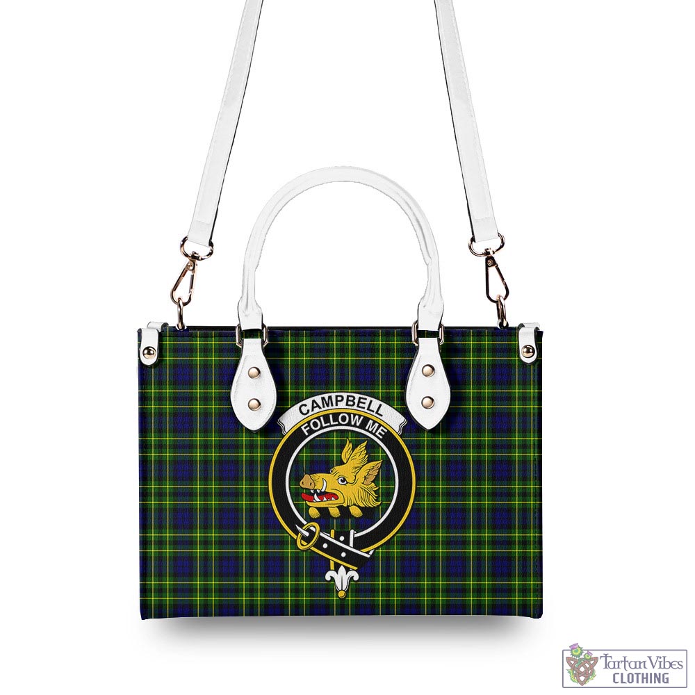 Tartan Vibes Clothing Campbell of Breadalbane Modern Tartan Luxury Leather Handbags with Family Crest