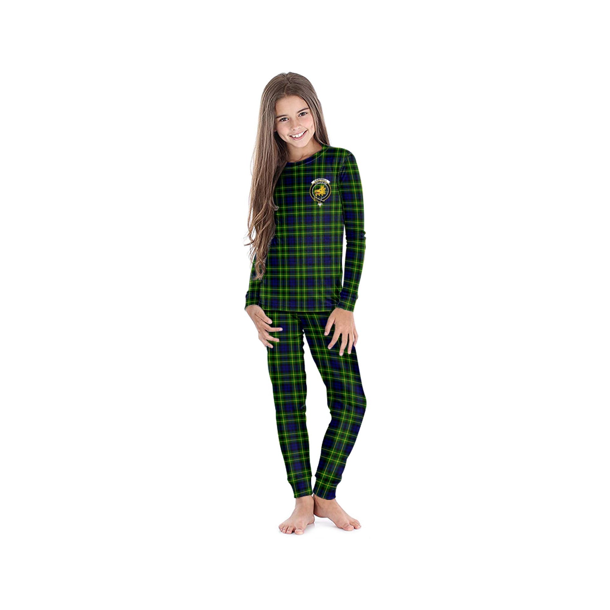 Campbell of Breadalbane Modern Tartan Pajamas Family Set with Family Crest - Tartan Vibes Clothing