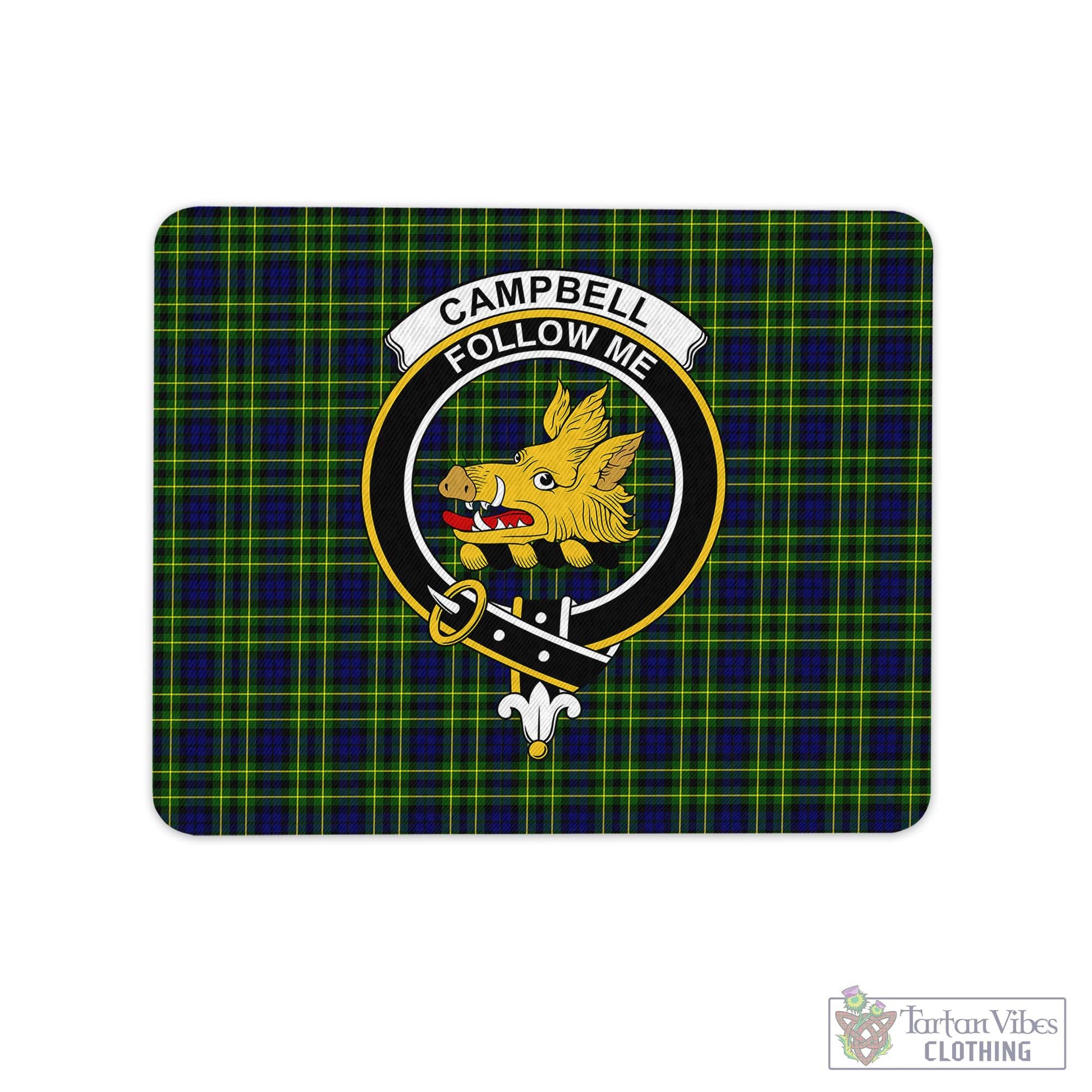 Tartan Vibes Clothing Campbell of Breadalbane Modern Tartan Mouse Pad with Family Crest