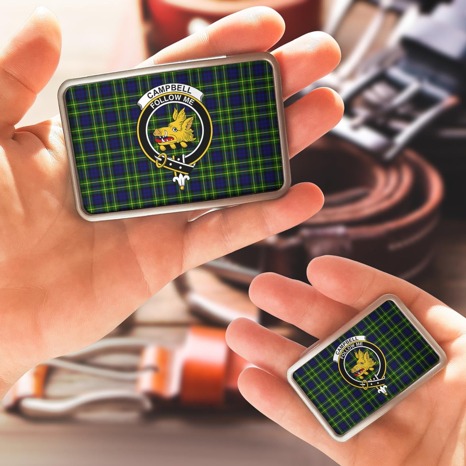 Campbell of Breadalbane Modern Tartan Belt Buckles with Family Crest - Tartan Vibes Clothing