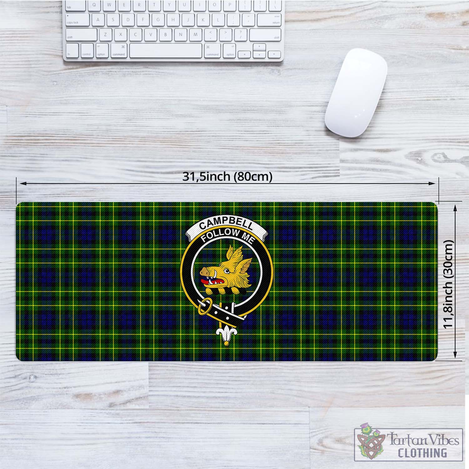 Tartan Vibes Clothing Campbell of Breadalbane Modern Tartan Mouse Pad with Family Crest