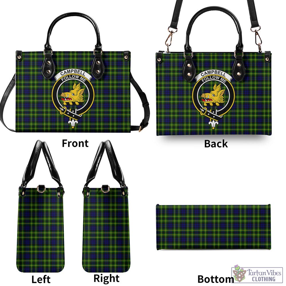 Tartan Vibes Clothing Campbell of Breadalbane Modern Tartan Luxury Leather Handbags with Family Crest