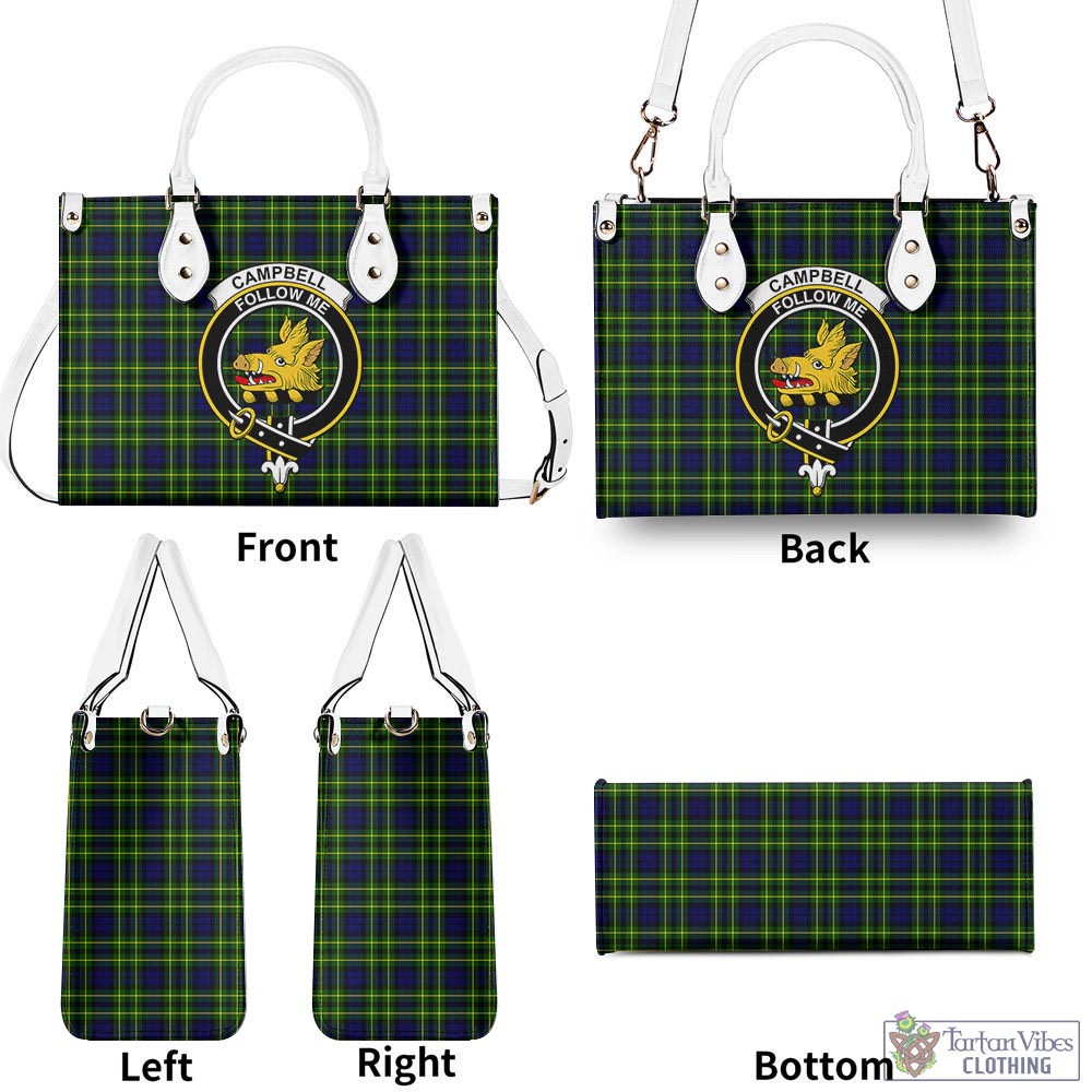 Tartan Vibes Clothing Campbell of Breadalbane Modern Tartan Luxury Leather Handbags with Family Crest