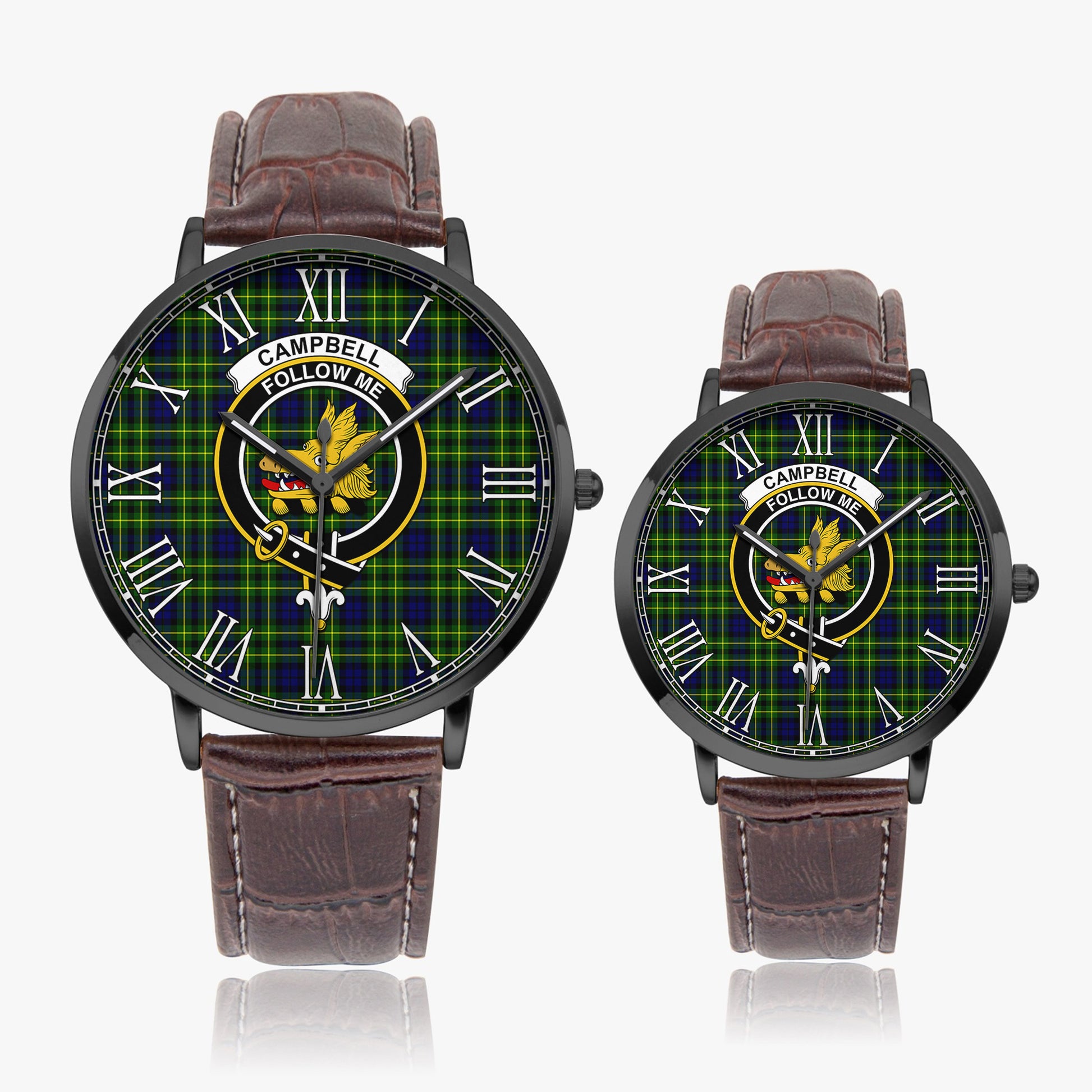 Campbell of Breadalbane Modern Tartan Family Crest Leather Strap Quartz Watch - Tartanvibesclothing