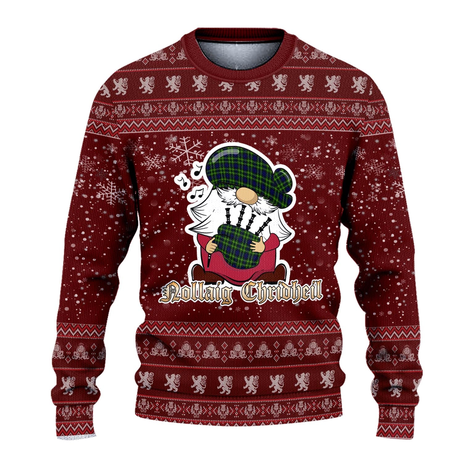 Campbell of Breadalbane Modern Clan Christmas Family Knitted Sweater with Funny Gnome Playing Bagpipes - Tartanvibesclothing