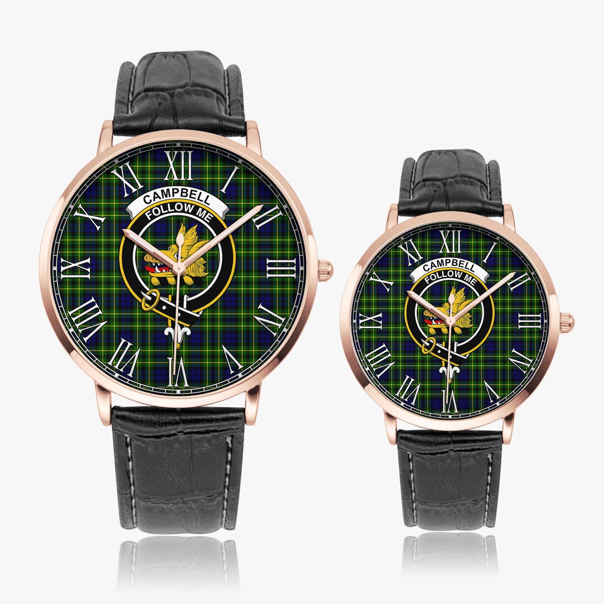 Campbell of Breadalbane Modern Tartan Family Crest Leather Strap Quartz Watch - Tartanvibesclothing