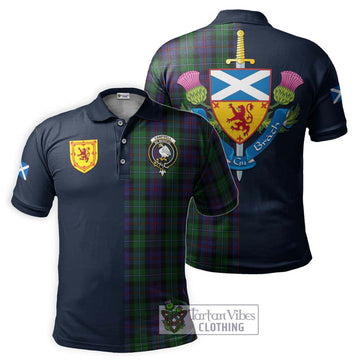 Campbell of Cawdor Tartan Polo Shirt Alba with Scottish Lion Royal Arm Half Style