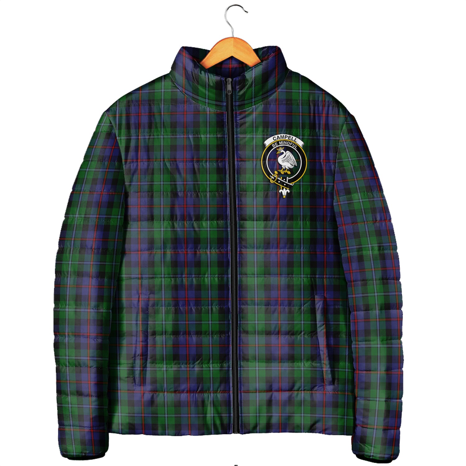 Campbell of Cawdor Tartan Padded Jacket with Family Crest Men's Padded Jacket - Tartan Vibes Clothing