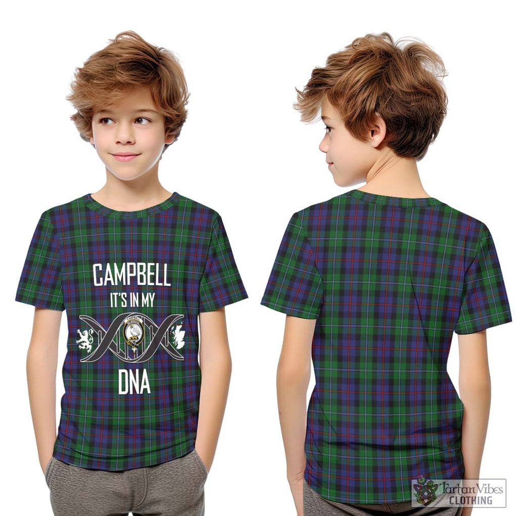 Campbell of Cawdor Tartan Kid T-Shirt with Family Crest DNA In Me Style Youth XL Size14 - Tartanvibesclothing Shop