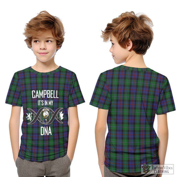 Campbell of Cawdor Tartan Kid T-Shirt with Family Crest DNA In Me Style