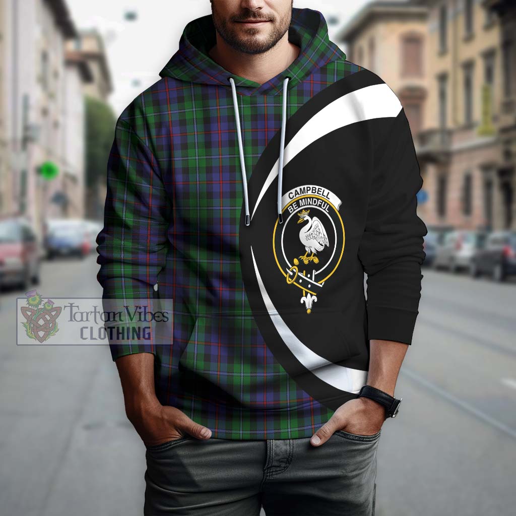 Tartan Vibes Clothing Campbell of Cawdor Tartan Hoodie with Family Crest Circle Style