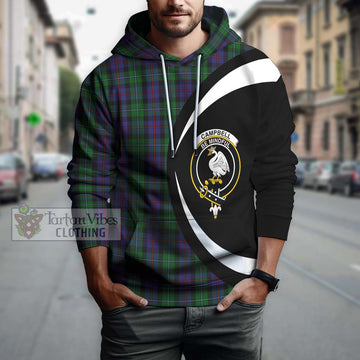 Campbell of Cawdor Tartan Hoodie with Family Crest Circle Style