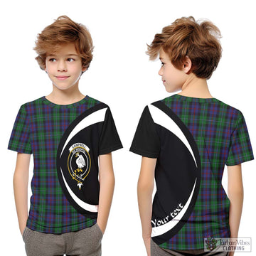 Campbell of Cawdor Tartan Kid T-Shirt with Family Crest Circle Style