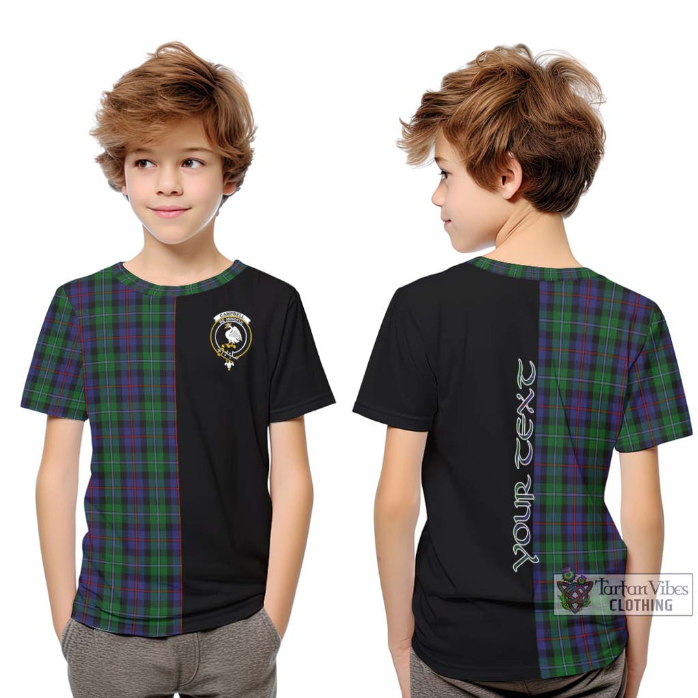 Campbell of Cawdor Tartan Kid T-Shirt with Family Crest and Half Of Me Style Youth XL Size14 - Tartanvibesclothing Shop