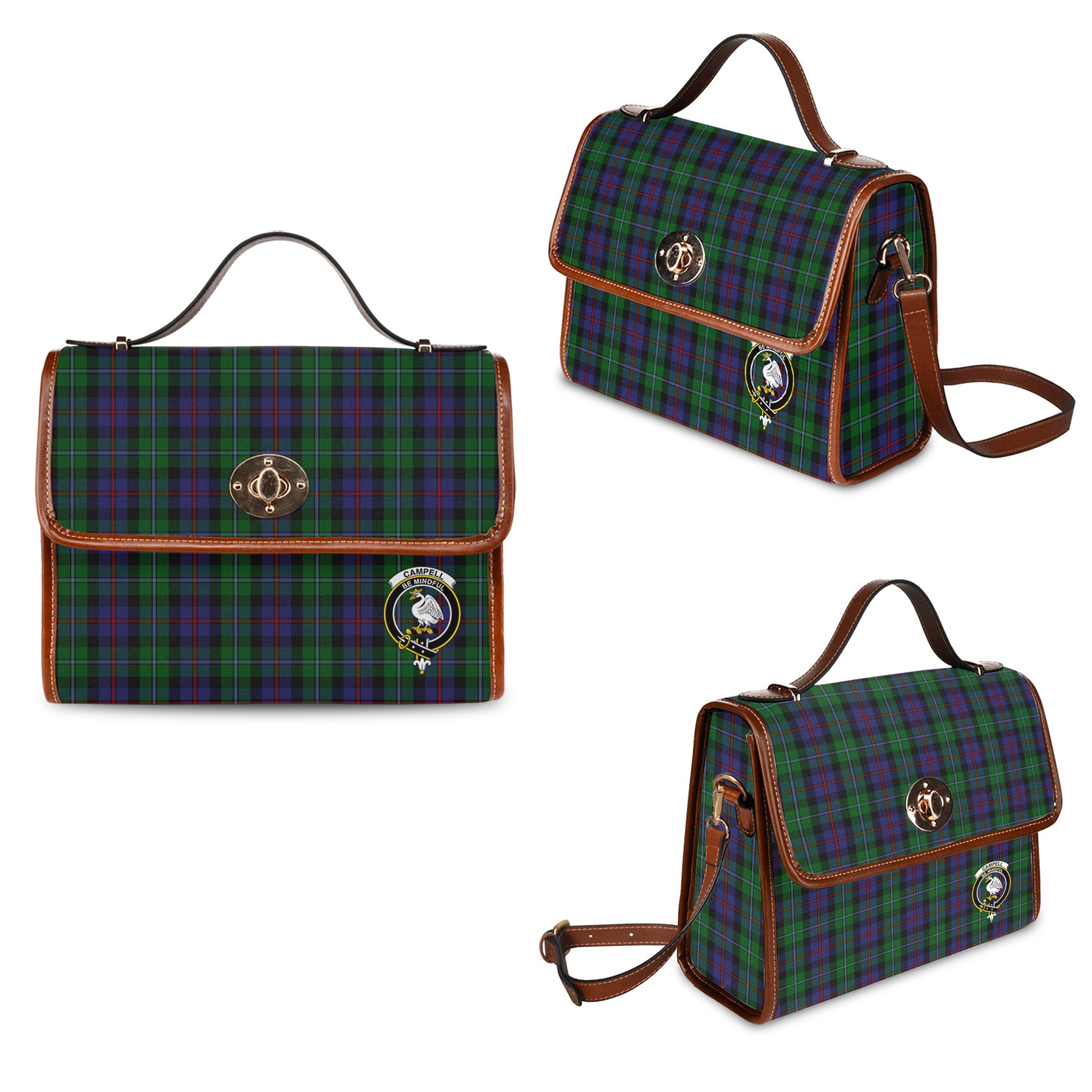 campbell-of-cawdor-tartan-leather-strap-waterproof-canvas-bag-with-family-crest