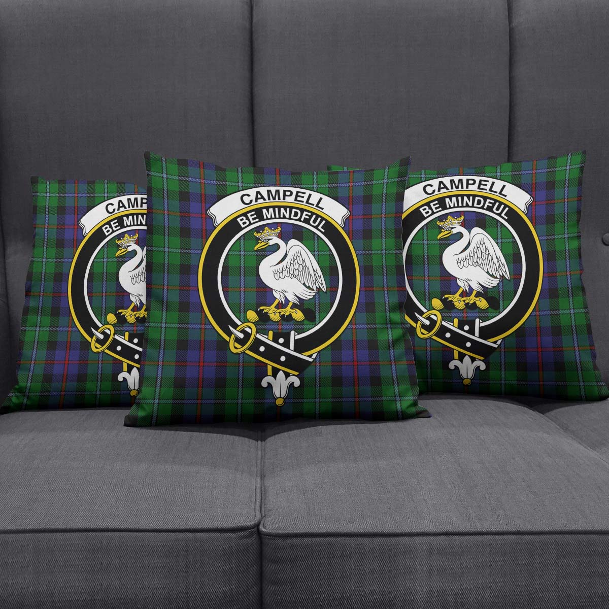 Campbell of Cawdor Tartan Pillow Cover with Family Crest Square Pillow Cover - Tartanvibesclothing