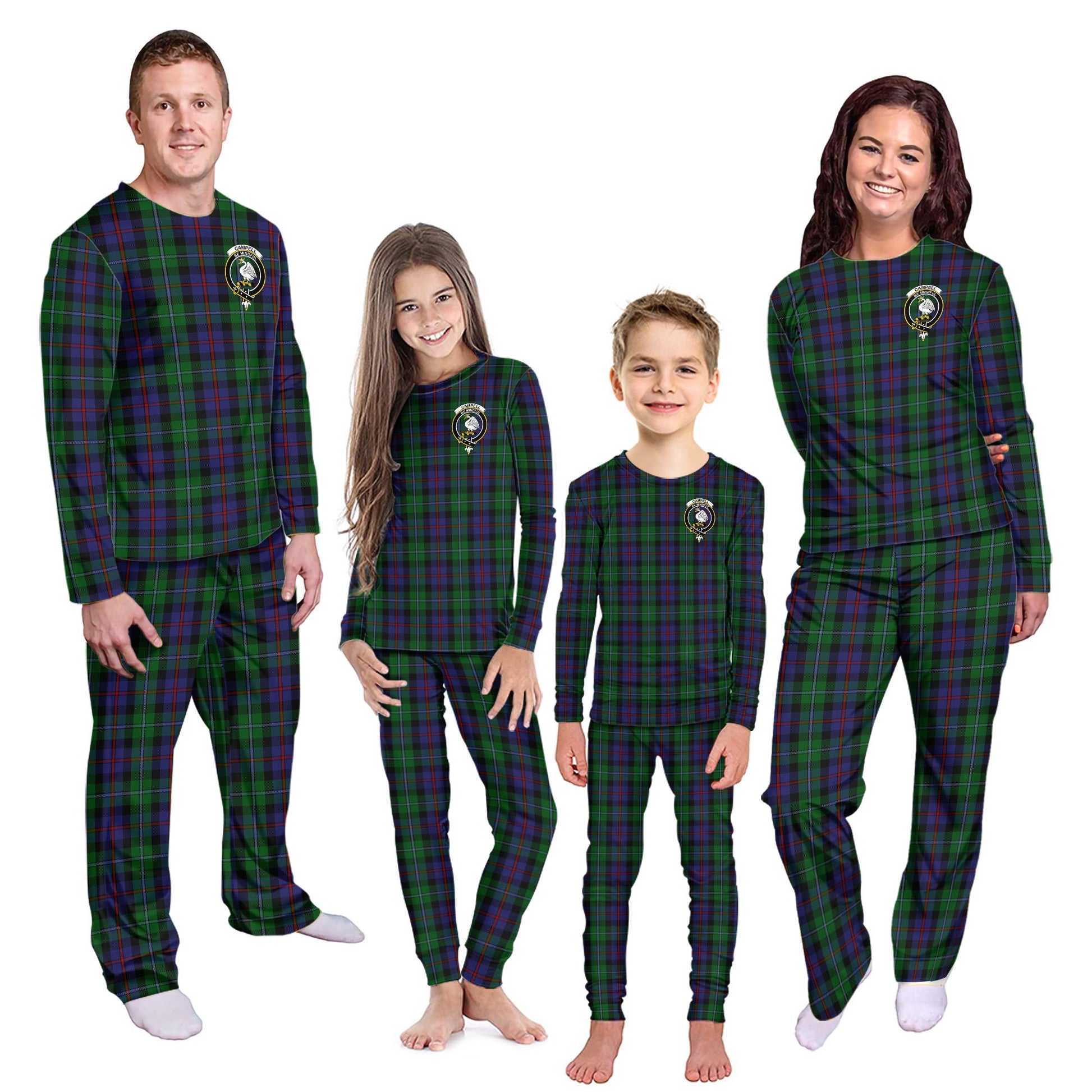 Campbell of Cawdor Tartan Pajamas Family Set with Family Crest - Tartanvibesclothing