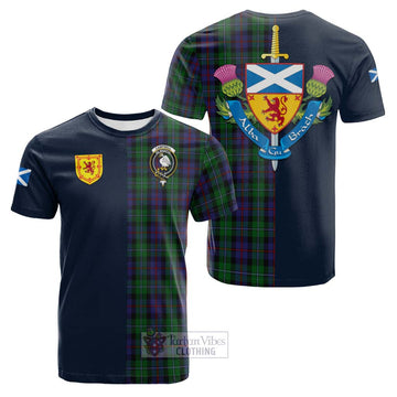 Campbell of Cawdor Tartan Cotton T-shirt with Scottish Lion Royal Arm Half Style