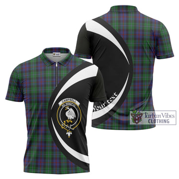 Campbell of Cawdor Tartan Zipper Polo Shirt with Family Crest Circle Style