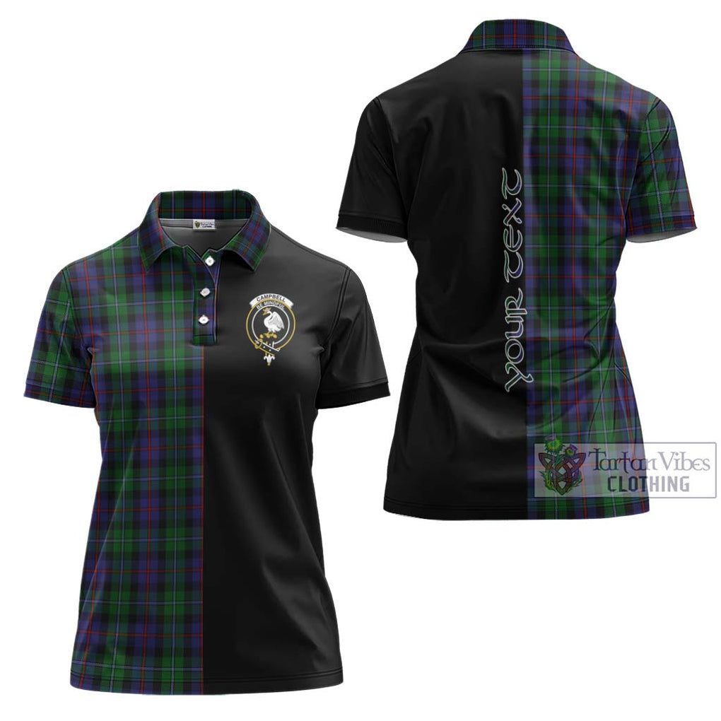 Campbell of Cawdor Tartan Women's Polo Shirt with Family Crest and Half Of Me Style Women - Tartanvibesclothing Shop